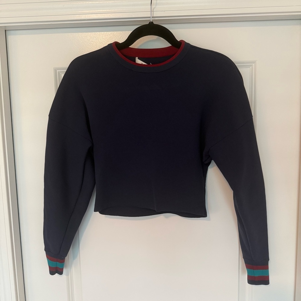 Jacquard Knit Pullover in Navy Multi by Tibi